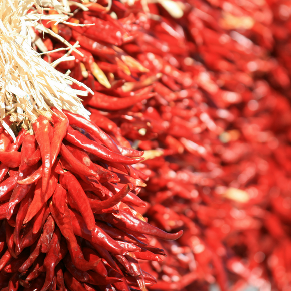 Bunches of chili peppers 
