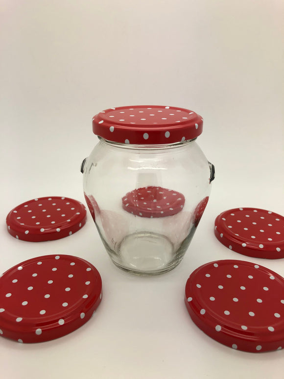 314ml Orcio Glass Jar with 63mm red spotty twist lid