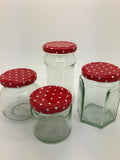 58mm twist Lids in red spotty design